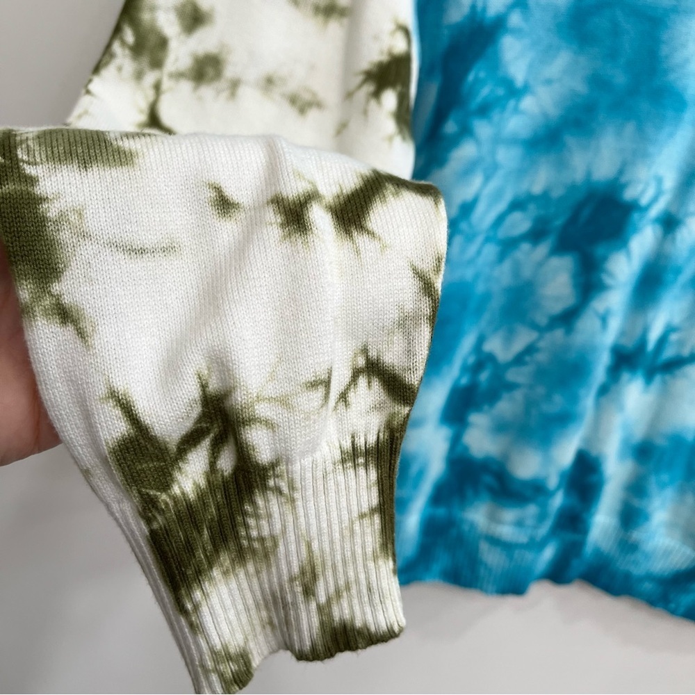 Sundance Tie Dye Summer Skies Pullover V-Neck Sweater Blue Green Cotton Small - Picture 8 of 11